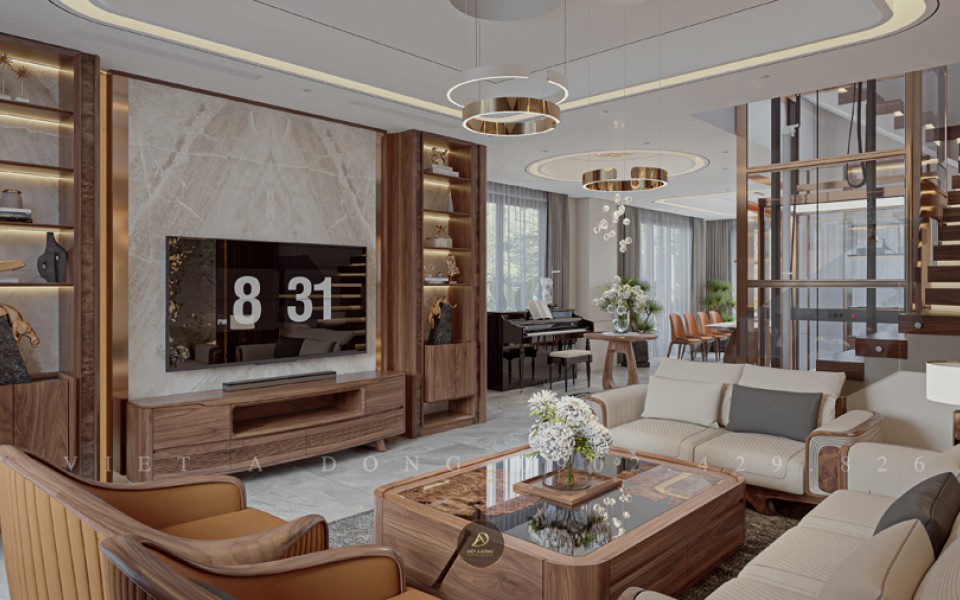 Thiết kế - Thi công nội thất biệt thự gỗ óc chó tại Vinhomes Royal Island Hải Phòng - Anh Hiếu